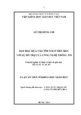 Dạy học dựa vào tìm tòi ở tiểu học với sự hỗ trợ của công nghệ thông tin