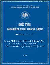 Đề tài Mối quan hệ giữa độ nhạy cảm tỷ giá và tỷ suất sinh lợi. Bằng chứng thực nghệm ở Việt Nam