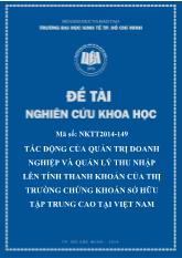 Đề tài Tác động của quản trị doanh nghiệp và quản lý thu nhập lên tính thanh khoản của thị trường chứng khoán sở hữu tập trung cao tại Việt Nam