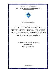 Phân tích mối liên hệ giữa chi phí – khối lượng – lợi nhuận trong hoạt động kinh doanh tại khách sạn Vạn Phát 1