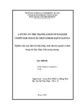A study on the translation of english computer texts in vietnamese equivalents