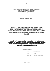 An action research on the effects of pre - Writing activities on the grade – 11 non – major english students’ motivation in writing at nguyen binh khiem high school Hanoi