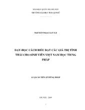 Dạy - Học cách biểu đạt các giá trị tình thái cho sinh viên Việt Nam học tiếng Pháp