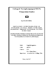 Equivalence in the translation of vietnamese cultural words in the book “wandering through vietnamese culture” by Huu Ngoc