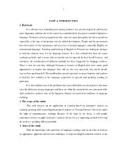 Focuses on the application of teaching based on contrastive analysis in teaching speaking skill to non-English majored students at Vietnam Forestry University under the light of communicative teaching