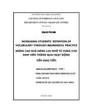 Increasing Students' Retention of Vocabulary through meaningful practice