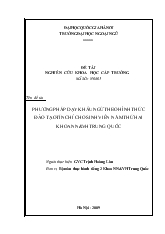 Phương pháp dạy khẩu ngữ theo hình thức đào tạo tín chỉ cho sinh viên năm thứ hai khoa Ngoại ngữ vă văn hóa Trung Quốc