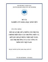 Đề tài Mối quan hệ giữu thông tin phi tài chính trên báo cáo thường niên và kết quả hoạt động theo kế toán, giá thị trường của các công ty niêm yết Việt Nam