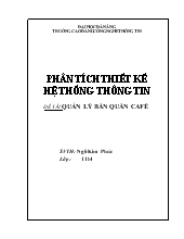 Đề tài Quản lý bán quán café