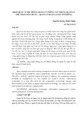 Khái quát về hệ thống quản lý thông tin trong quản lý thể thao nói chung – quản lý huấn luyện nói riêng