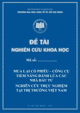 Mua l ại cổ phiếu – công cụ tiềm năng đánh lừa các nhà đầu tư nghiên cứu thực nghiệm tại thị trường Việt Nam