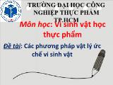 Các phương pháp vật lý ức chế vi sinh vật