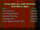 Công nghệ sản xuất Amoniac, Acid Nitric, Đạm