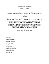 Đề tài Ảnh hưởng của vốn đầu tư trực tiếp từ nước ngoài đến phát triển kinh tế bền vững ở Việt Nam giai đoạn 2001-2014