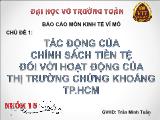 Đề tài Tác động của chính sách tiền tệ đối với hoạt động của thị trường chứng khoán TP HCM