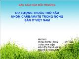 Dư lượng thuốc trừ sâu nhóm carbamate trong nông sản ở Việt Nam