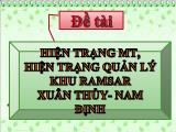 Hiện trạng môi trường, hiện trạng quản lý khu Ramsar Xuân Thủy - Nam Định