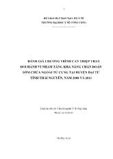 Đánh giá chương trình can thiệp thay đổi hành vi nhằm tăng khả năng chần đoán sớm chửa ngoài tử cung tại huyện Đại Từ tỉnh Thái Nguyên, năm 2008 và 2011