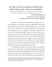 Duy trì và quản lý các kho lưu trữ lịch sử huyện ở Bắc Giang – Nhu cầu và giải pháp