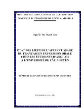 État des lieux de l’apprentissage du français en expression orale chez les étudiants d’anglais à l’université de Tây Nguyên