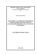 Exploring classroom techniques for teaching translation in english department at tay nguyen university