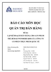 Lập kế hoạch bán hàng cho sản phẩm trà bí đao Wonderfarm của công ty cổ phần thực phẩm quốc tế