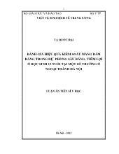 Luận án Đánh giá hiệu quả kiểm soát mảng bám răng trong dự phòng sâu răng, viêm lợi ở học sinh 12 tuổi tại một số trường ở ngoại thành Hà Nội