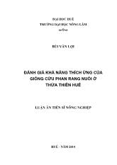 Luận án Đánh giá khả năng thích ứng của giống cừu Phan Rang nuôi ở Thừa Thiên Huế