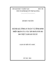 Luận án Đánh giá tính an toàn và tính sinh miễn dịch của vắc xin rotavin-M1 do Việt Nam sản xuất