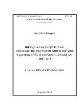 Luận án Hiệu quả can thiệp tư vấn, chăm sóc, hỗ trợ người nhiễm HIV/AIDS tại cộng đồng ở 5 huyện của Nghệ An, 2008 - 2012