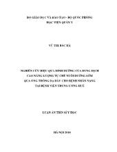 Luận án Nghiên cứu hiệu quả dinh dưỡng của dung dịch cao năng lượng tự chế nuôi dưỡng sớm qua ống thông dạ dày cho bệnh nhân nặng tại bệnh viện Trung Ương Huế