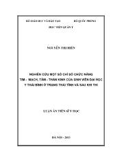 Luận án Nghiên cứu một số chỉ số chức năng tim - Mạch, tâm - thần kinh của sinh viên đại học y Thái Bình ở trạng thái tĩnh và sau khi thi