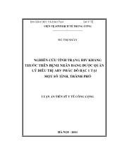Luận án Nghiên cứu tình trạng HIV kháng thuốc trên bệnh nhân đang được quản lý điều trị ARV phác đồ bậc 1 tại một số tỉnh, thành phố