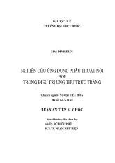 Luận án Nghiên cứu ứng dụng phẫu thuật nội soi trong điều trị ung thư trực tràng