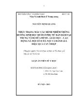 Luận án Thực trạng mắc các bệnh nhiễm trùng đường sinh dục dưới ở phụ nữ bán dâm tại trung tâm chữa bệnh giáo dục lao động xã hội số II Hà Nội và đánh giá hiệu quả can thiệp