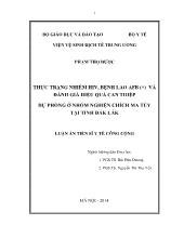 Luận án Thực trạng nhiễm HIV, bệnh lao AFB (+) và đánh giá hiệu quả can thiệp dự phòng ở nhóm nghiện chích ma túy tại tỉnh Đắk Lắk