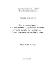 Luận án Tình trạng nhiễm HIV, các nhiễm trùng lây qua đường tình dục ở phụ nữ bán dâm tại 4 quận Hà Nội và hiệu quả một số biện pháp can thiệp