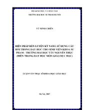 Luận văn Biện pháp rèn luyện kỹ năng sử dụng câu hỏi trong dạy học cho sinh viên khoa sư phạm trường Đại học Tây Nguyên thực hiện trong dạy học môn Giáo dục học