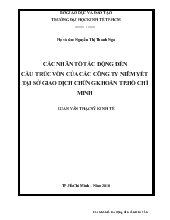Luận văn Các nhân tố tác động đến cấu trúc vốn của các công ty niêm yết tại sở giao dịch chứng khoán TP.Hồ Chí Minh