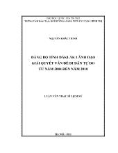 Luận văn Đảng bộ tỉnh Đắk Lắk lãnh đạo giải quyết vấn đề di dân tự do từ năm 2004 đến năm 2010