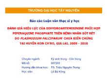 Luận văn Đánh giá hiệu lực của Dihydroartemisinine phối hợp Piperaquine Phosphate trên bệnh nhân sốt rét Do Plasmodium Falciparum chưa biến chứng tại huyện Kon Ch'ro, Gia Lai 2009-2010