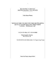 Luận văn Đánh giá nhu cầu bảo tồn theo hướng đồng quản lý tại khu bảo tồn thiên nhiên Nam Ka - Tỉnh Đắk Lắk