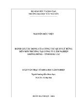 Luận văn Đánh giá tác động của công tác quản lý rừng đến môi trường tại công ty lâm nghiệp Krông Bông - Tỉnh Đắk Lắc
