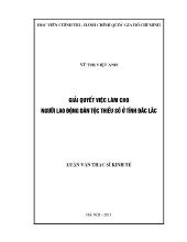 Luận văn Giải quyết việc làm cho người lao động dân tộc thiểu số ở tỉnh Đắc Lắc