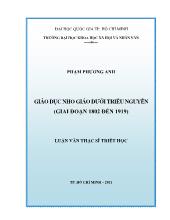 Luận văn Giáo dục Nho giáo dưới triều Nguyễn (Giai đoạn 1802 đến 1919)