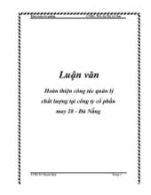 Luận văn Hoàn thiện công tác quản lý chất lượng tại công ty cổ phần may 28 Đà Nẵng