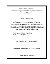 Luận văn Mở rộng tín dụng đối với các doanh nghiệp nhỏ và vừa của các ngân hàng thương mại trên địa bàn thành phố Hồ Chí Minh