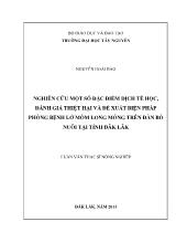 Luận văn Nghiên cứu một số đặc điểm dịch tễ học, đánh giá thiệt hại và đề xuất biện pháp phòng bệnh lở mồm long móng trên đàn bò nuôi tại tỉnh Đăk Lăk
