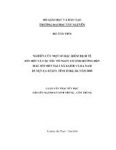 Luận văn Nghiên cứu một số đặc điểm dịch tễ sốt rét và các yếu tố nguy cơ ảnh hưởng đến mắc sốt rét tại 2 xã EATIR và EA NAM huyện EA H'LEO, tỉnh Đắk Lắk năm 2008