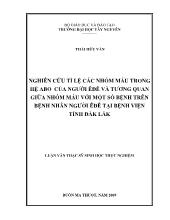 Luận văn Nghiên cứu tỉ lệ các nhóm máu trong hệ ABO của người Êđê và tương quan giữa nhóm máu với một số bệnh trên bệnh nhân người Êđê tại bệnh viên tỉnh Đắk Lắk